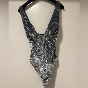 Fleur du Mal Velvet Bodysuit Silver